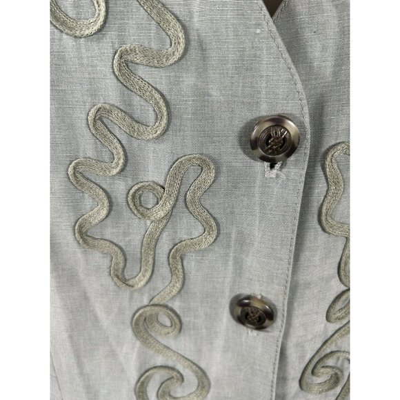 VTG Perceptions By Irene B Green Shoulder Padded Button Up Embellished Blouse 14 - Picture 6 of 10
